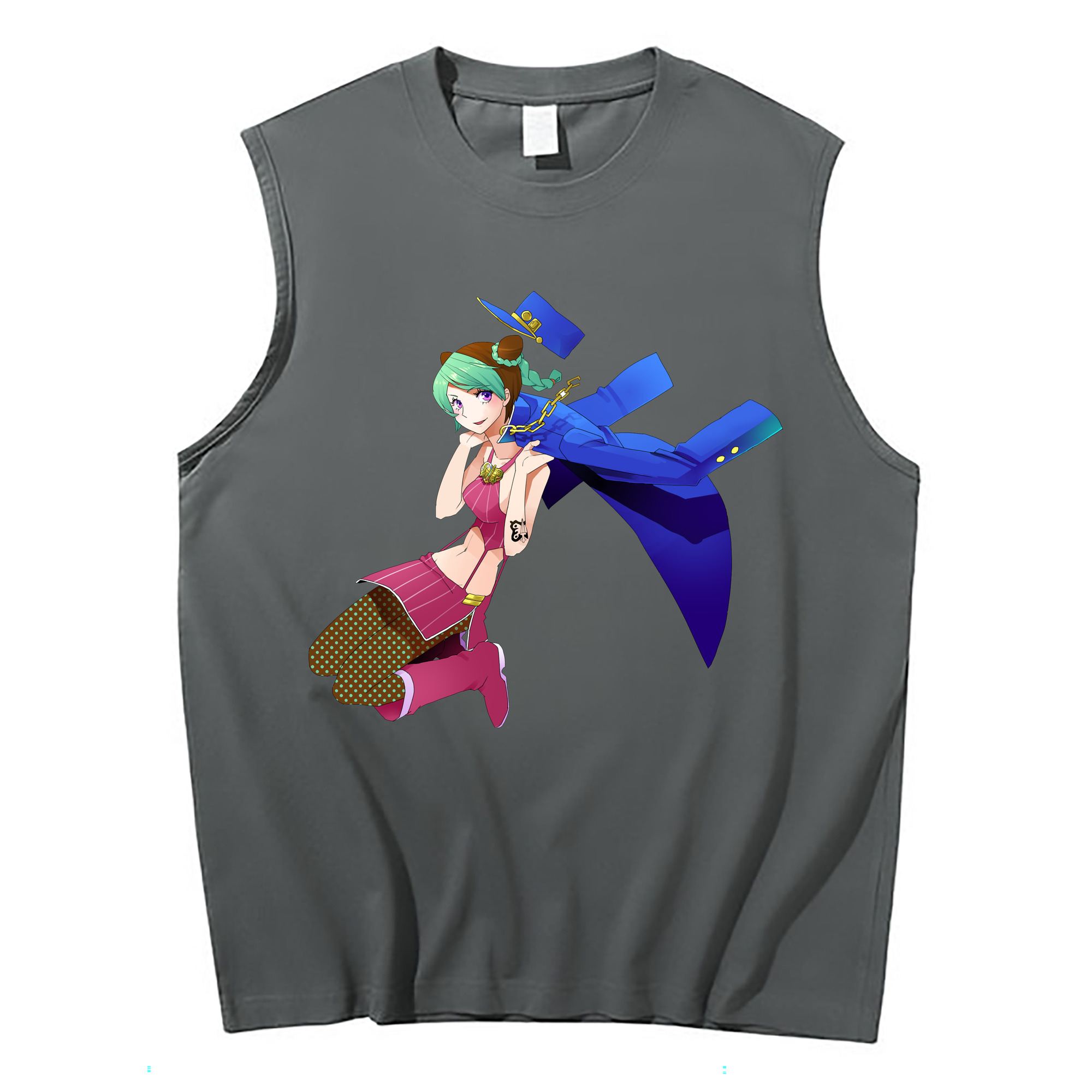（画像用） "ジョジョの奇妙な冒険 くうじょう ジョリーン JoJo's Bizarre Adventure Jolyne Cujoh " コットン100％タンクトップ（フロントプリント）